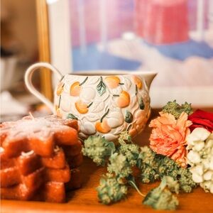 Ceramic Pitcher with Peach Accents
